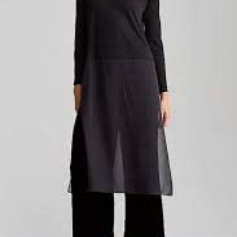 L/S Silk Side Split Tunic Dress w Slip Lining